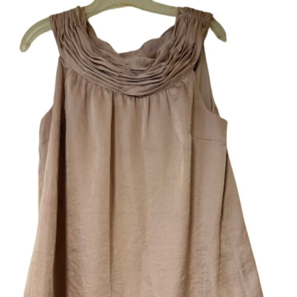 Loft Rounded Neck Sleeveless Blouse - Tan/Champagne- Fully Lined - M - Picture 1 of 6